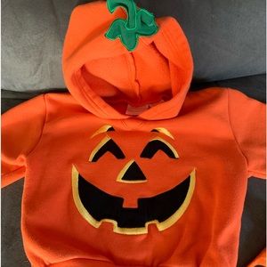 Halloween pumpkin Jack-O-Lantern sweatshirt Hoodie with matching skull cap-18mo